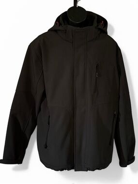 Hawke & Co Large Gray 3n1 Hooded Soft Shell Waterproof Lined Heavyweight Coat